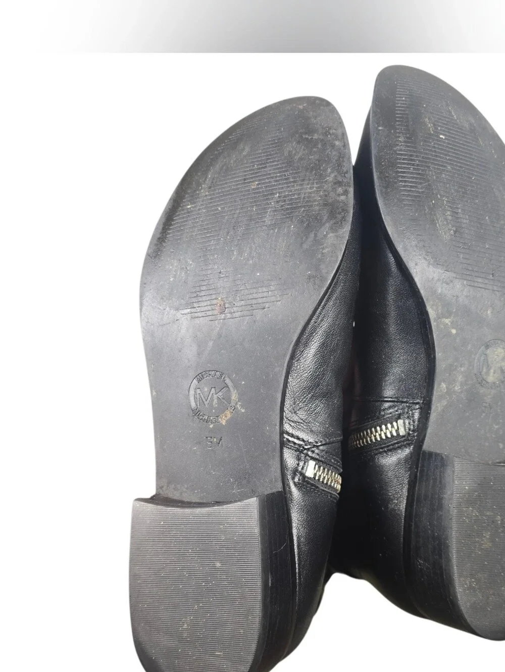 MICHAEL KORS Hamilton Stretch Black Leather Boots Knee High Riding Zip Size 6M